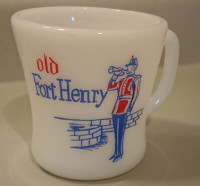 Vintage Federal Old Fort Henry Milk Glass Cup/ Mug
