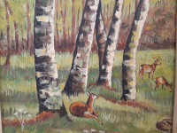 FIRST $70 TAKES IT ~ RARE Original Painting Deer's In The Woods