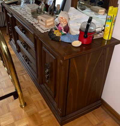 Includes: • Wardrobe armoire • Large dresser • 2 matching bedside tables • 2 mirrors Individual Pric...