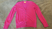 Raspberry-coloured sweater. Medium-sized. 92% cotton and 8% wool