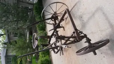 ANTIQUE   Planter/Seeder3 Wheel  angled  Horse Drawn  Planter, View more