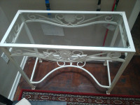 antique traditional metal glass console table  ($180)33"L x 15"
