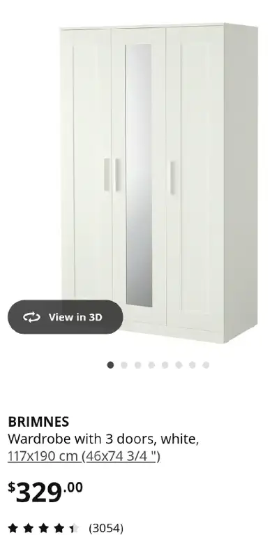 Wardrobe 3 doors, Ikea white, View more