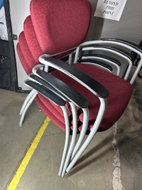 Stacking Reception / Guest Chairs, with arms, red tone