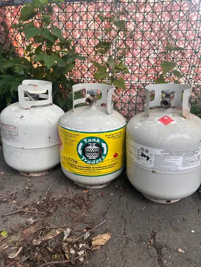 3x 20lb propane tanks (empty) I believe all have surpassed the 10 year manufacturing date. However I...