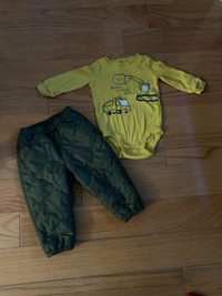Uniqlo baby boy 18 months pants and Carter’s onesie 