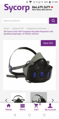 (New) 3M Secure click half facepiece respirator. Medium