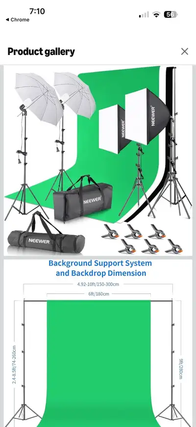 photo studio backdrop kit features a red glossy vinyl roll suspended by black spring clamp. Vinyl ha...