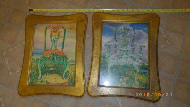 Two Timothy Mortin Professionally Framed Colourful Chair Prints in Arts & Collectibles in Saint John