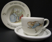 WEDGWOOD PETER RABBIT CHILD'S PLAY TEACUP, SAUCER & PLATE