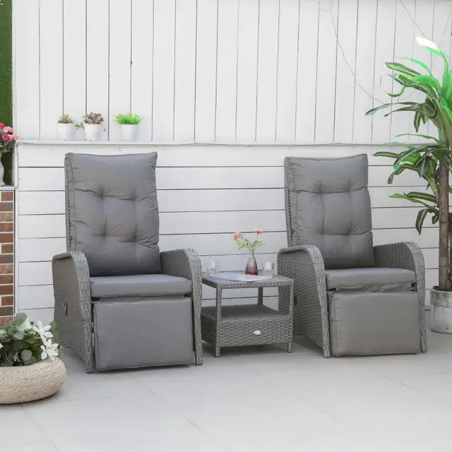 3 Pieces Patio Wicker Bistro Set, PE Rattan Coffee Table & Adjus in Patio & Garden Furniture in Markham / York Region - Image 10