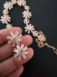 Rose Gold Plated Necklace Earrings Set