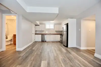 Pet friendly. Legal basement apartment in century farmhouse. Located at the intersection of highly d...