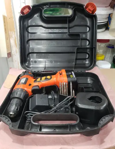 BLACK AND DECKER CORDLESS DRILL SET WITH CASE, View more