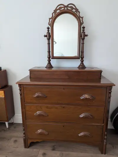 Antique Victorian Walnut Dresser with Mirror 19th century 1800s, View more