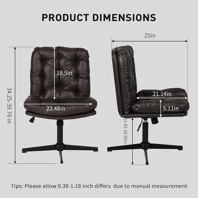 High Back Comfy Cross Legged Office Chair No Wheels Armless in Chairs & Recliners in Markham / York Region - Image 5