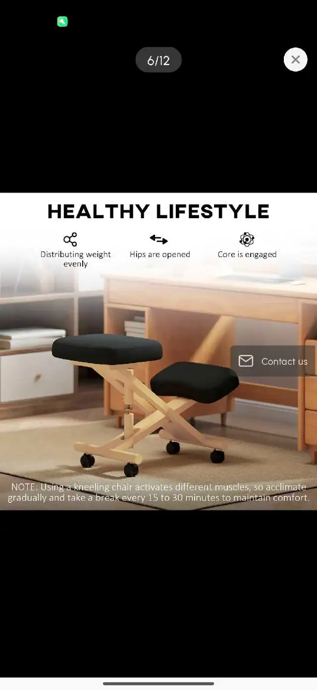Ergonomic Kneeling Chair, Posture Chair with Rubberwood Frame in Chairs & Recliners in Markham / York Region - Image 9