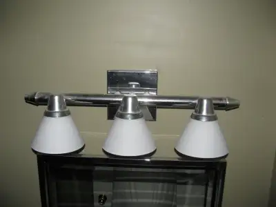 3 Bulb Vanity Light Chrome and Frosted Glass, View more