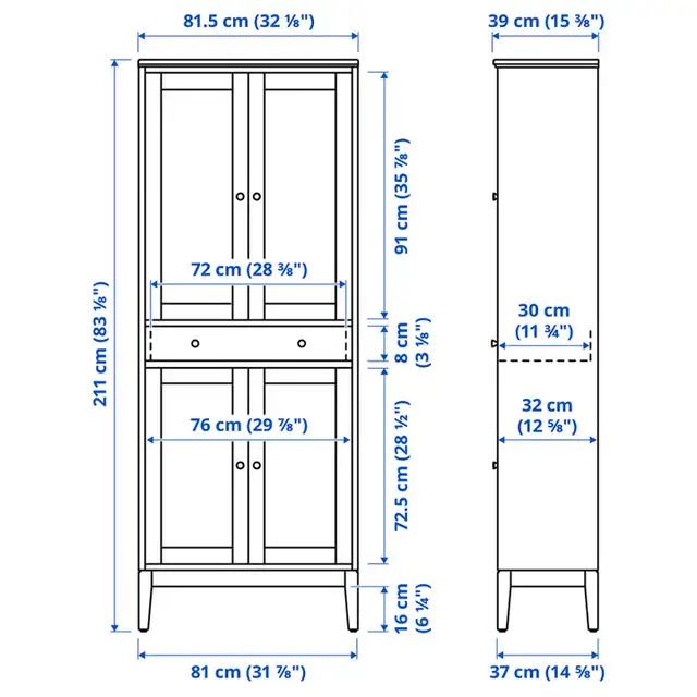 Armoire Haute Vitré à 1 tiroir Idanas de Ikea blanc in Bookcases & Shelving Units in Drummondville - Image 7