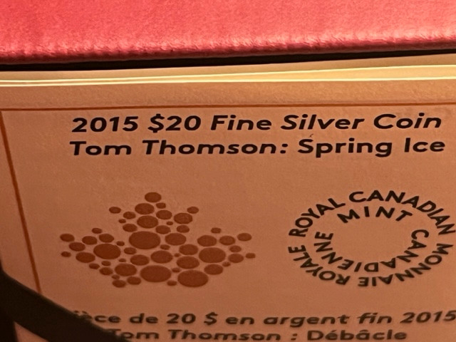 1 oz 2015 Tom Thomson: Spring Ice Gilded Silver Coin in Arts & Collectibles in Ottawa - Image 3