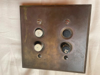 Antique brass double push button switch plate