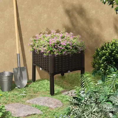 1 Piece PP Raised Flower Bed Vegetable Herb Grow Box Stand Brown, View more