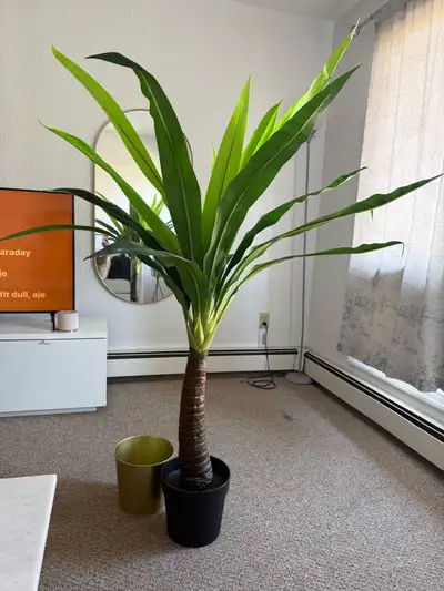 IKEA FEJKA Large Artificial Floor Tree + DAIDAI Gold Planter Pot, View more