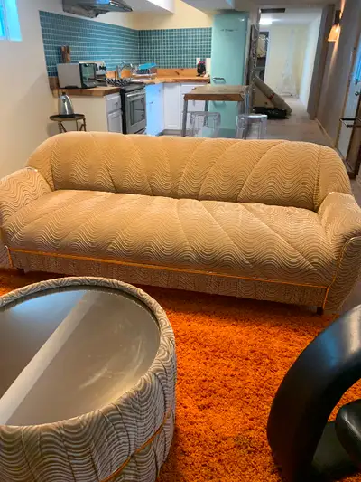 Rare mid century 70s  sofa  chair and coffee table, View more