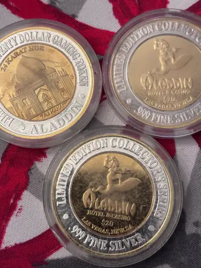 Silver casino strikes, 3 $20 coins and 4 1$ steel casino coins. Great colectibles and easy way to ge...