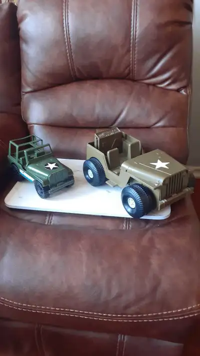 1973 Ideal Mighty Mo friction working military jeep. 13" inches long. 8 1/2" wide. Smaller vintage A...