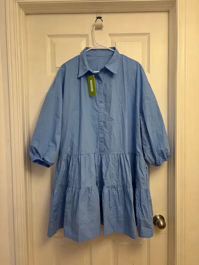 New Summer Mini Dress Puff Sleeve , Button Down Shirt Dress in Women's - Dresses & Skirts in Kitchener / Waterloo - Image 7