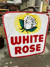 6’ double sided porcelain White Rose sign 
