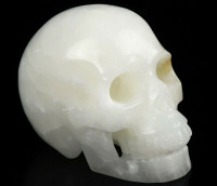 Huge 5.0" Brazilian Quartz Crystal Skull! Hand carved realistic.