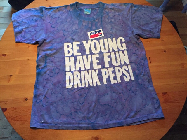Vintage 90s Rare Blue Purple Tie-Dye Pepsi Max Graphic Print T-shirt XXL main image 1