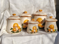 Arnel's Merry Mushroom Kitchen Canisters Vintage