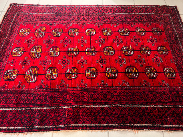 Handmade Vintage Persian Turkmen Wool Rug (120x170cm) (3.9x5.6F) in Rugs, Carpets & Runners in Markham / York Region