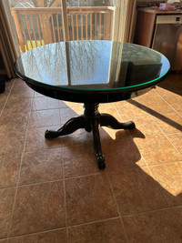 Kitchen table with leaf and glass top