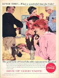 Large 1958 full-page vintage ad for Coca-Cola, Lunch Time?
