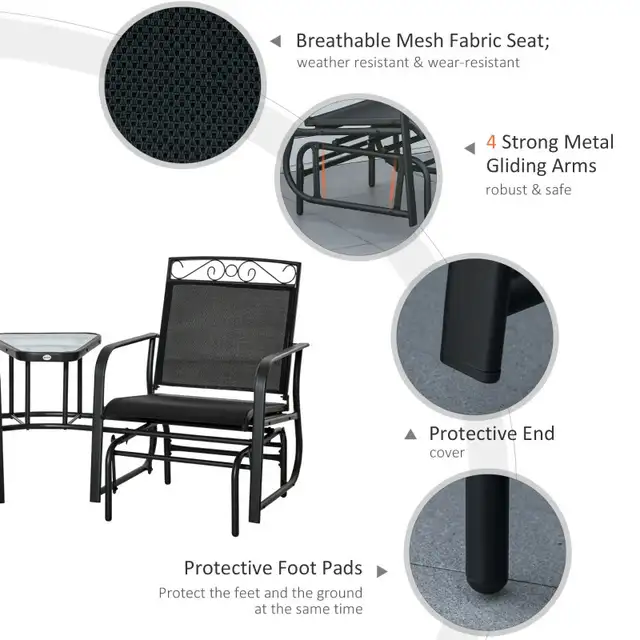Outdoor Glider Bench with Coffee Table, Patio 2-Seat Rocking in Patio & Garden Furniture in Markham / York Region - Image 6