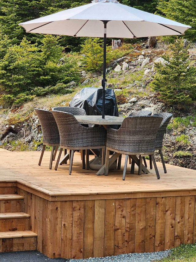 Patio Table with 6 Chairs/Cushions in Patio & Garden Furniture in Gander - Image 3