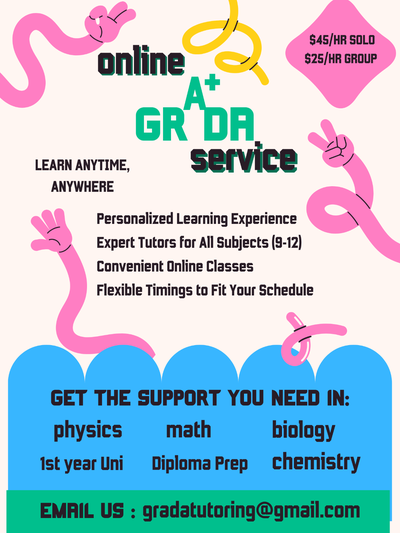 Grada Tutoring Services - Grade9-12 & First Year University, View more