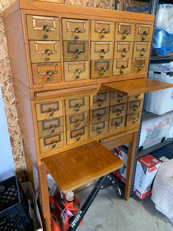 Classic solid oak 3 piece library card file. Bookcases & Shelving Units Kingston Kijiji