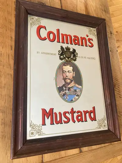 Vintage Colman's Mustard Framed Mirror Advertising Sign, Signs, View more
