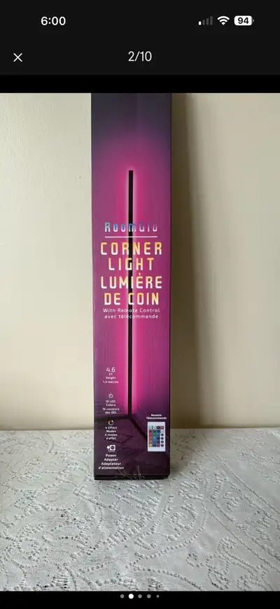 NEW Corner Floor Lamp (4.6ft) - Roomgio 16 Color RGB LED Light, View more