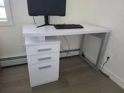 Reversible Office Desk with Storage – Matte White, View more