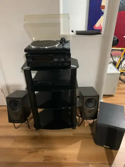 Like new complete sound system. Includes: - Yamaha HTR-5140 with phono - Yamaha TT-230 turntable - N...