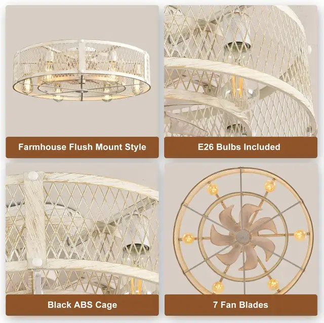 Depuley 26" Flush Mount Ceiling Fan: Low Profile Farmhouse Style in Indoor Lighting & Fans in Mississauga / Peel Region - Image 5