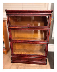 Antique Mahogany Barrister Bookcase - 3 Shelves- Globe/Wernicke