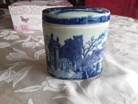 VICTORIA WARE FLO-BLUE - TEA CANISTER or BISCUIT JAR