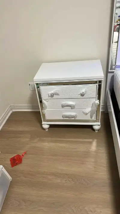 White Mirrored Nightstand, View more